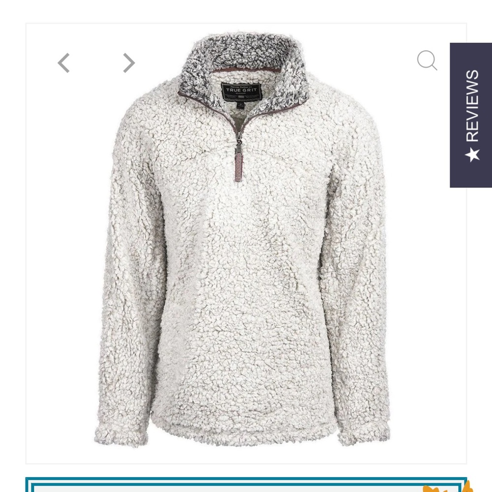 True Grit Pullover. Frosty tipped 1/2 zip pullover. Size Medium.